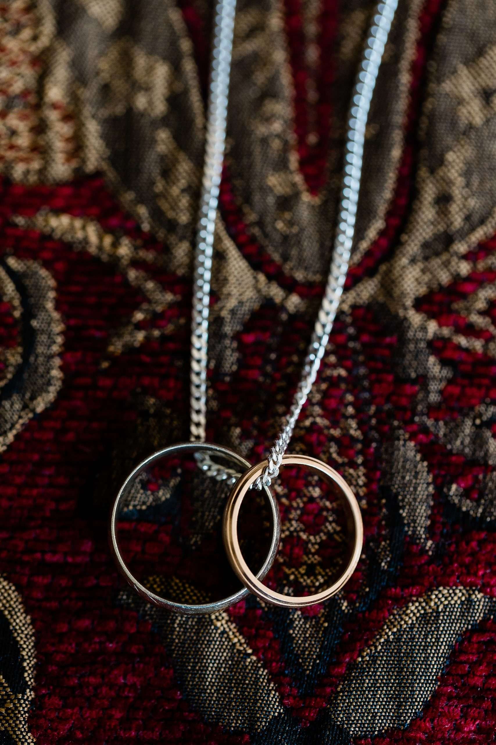 two wedding rings on a chain