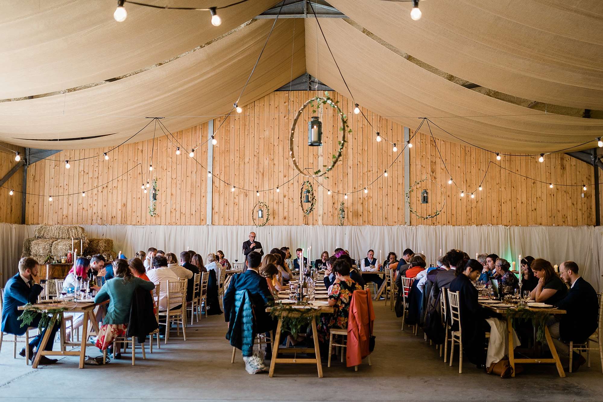wedding breakfast in the barn at Carrick Castle Estate