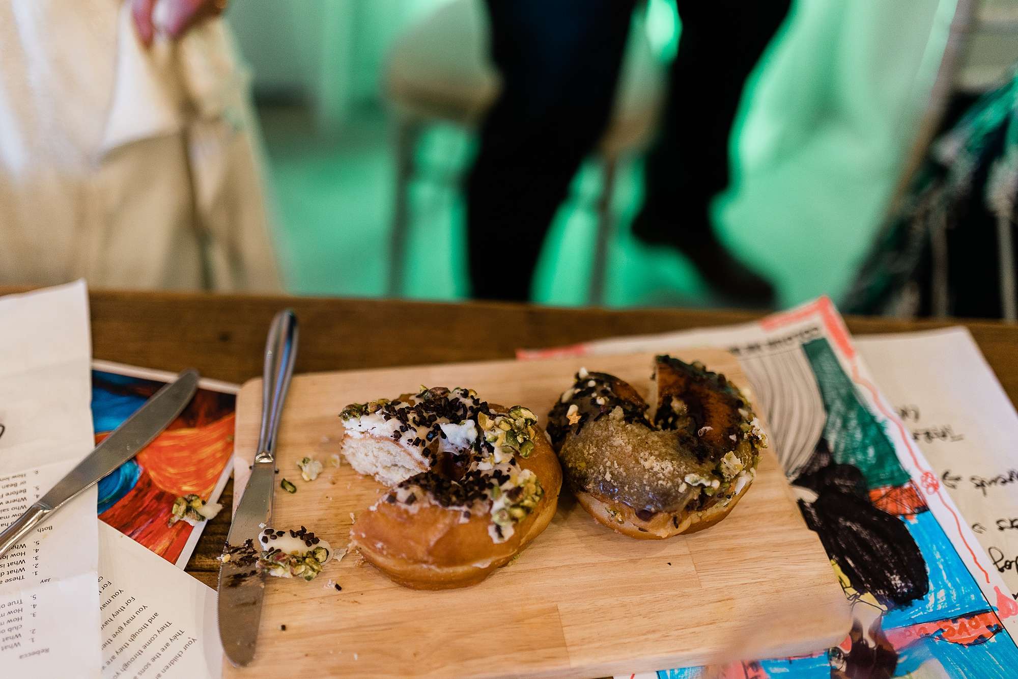 partially eaten donuts at a wedding