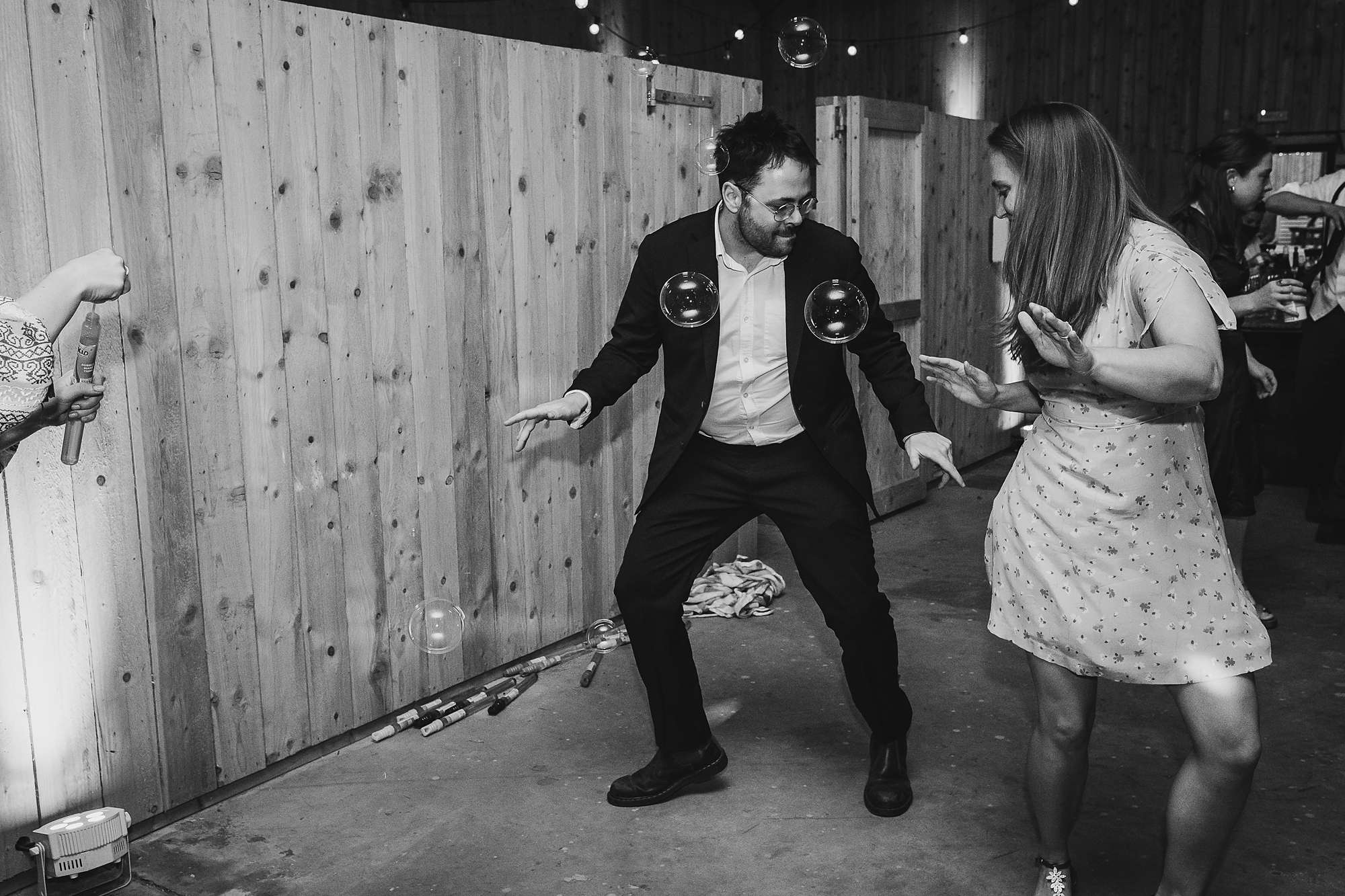 wedding guests dancing at a wedding at Carrick Castle Estate