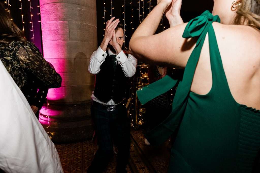 wedding guests dancing to The Fabulous Hurricanes