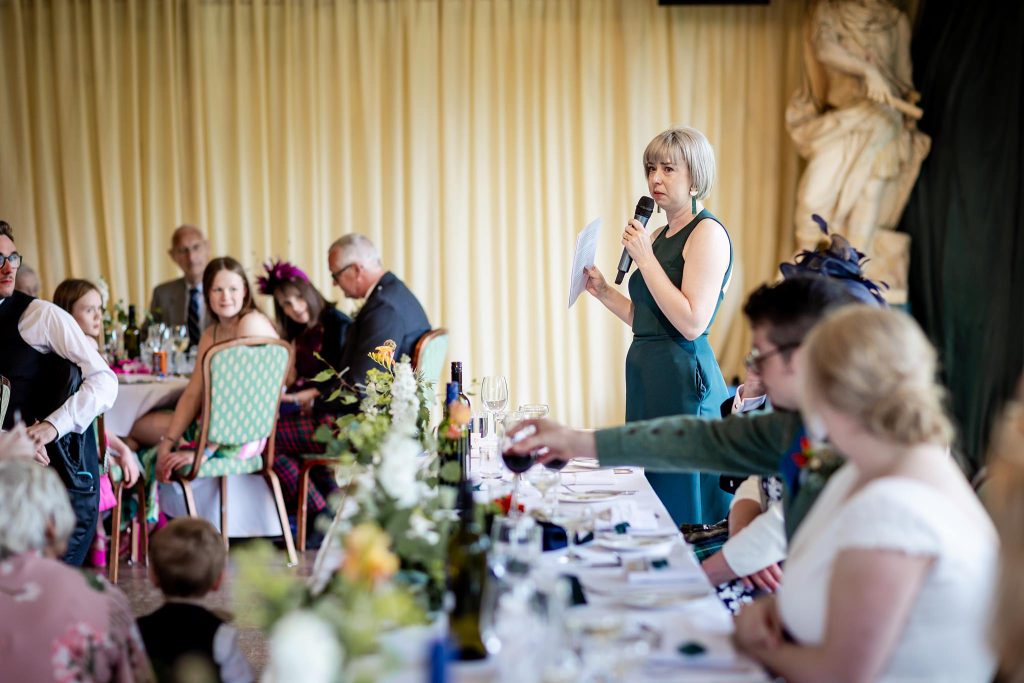 bridesmaid making a speech