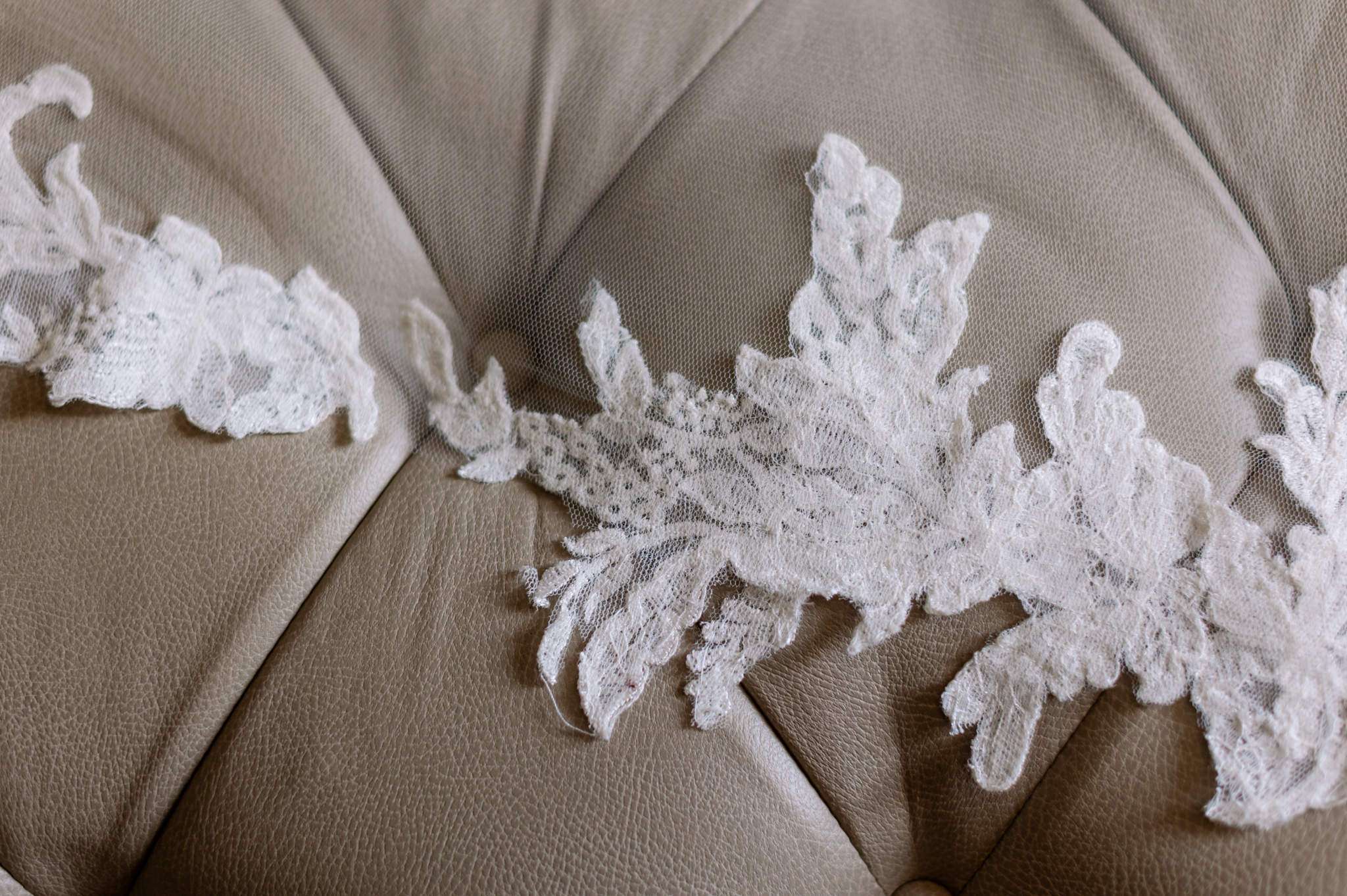 embellishment trim on a wedding veil 