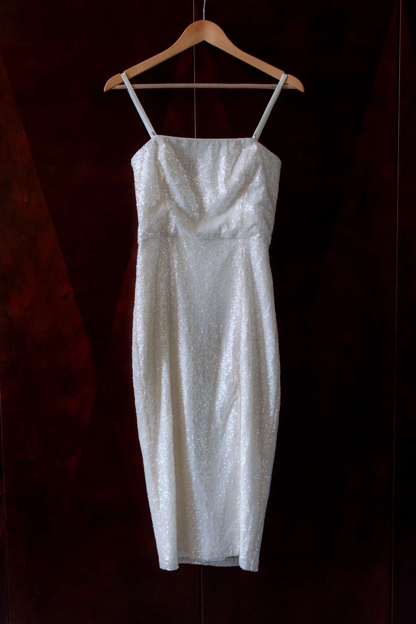 white sequins cocktail dress