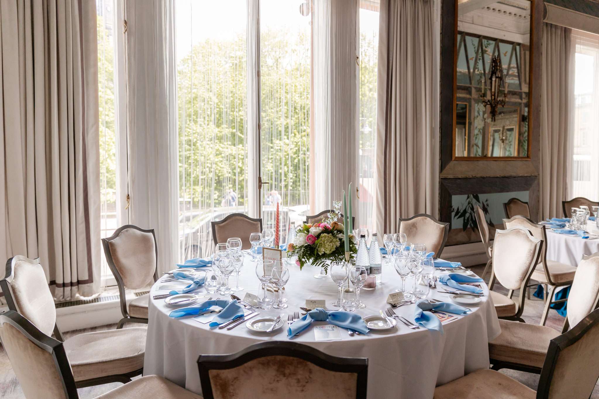 Caledonian Waldorf Astoria Hotel set for a wedding in the Castle Suite