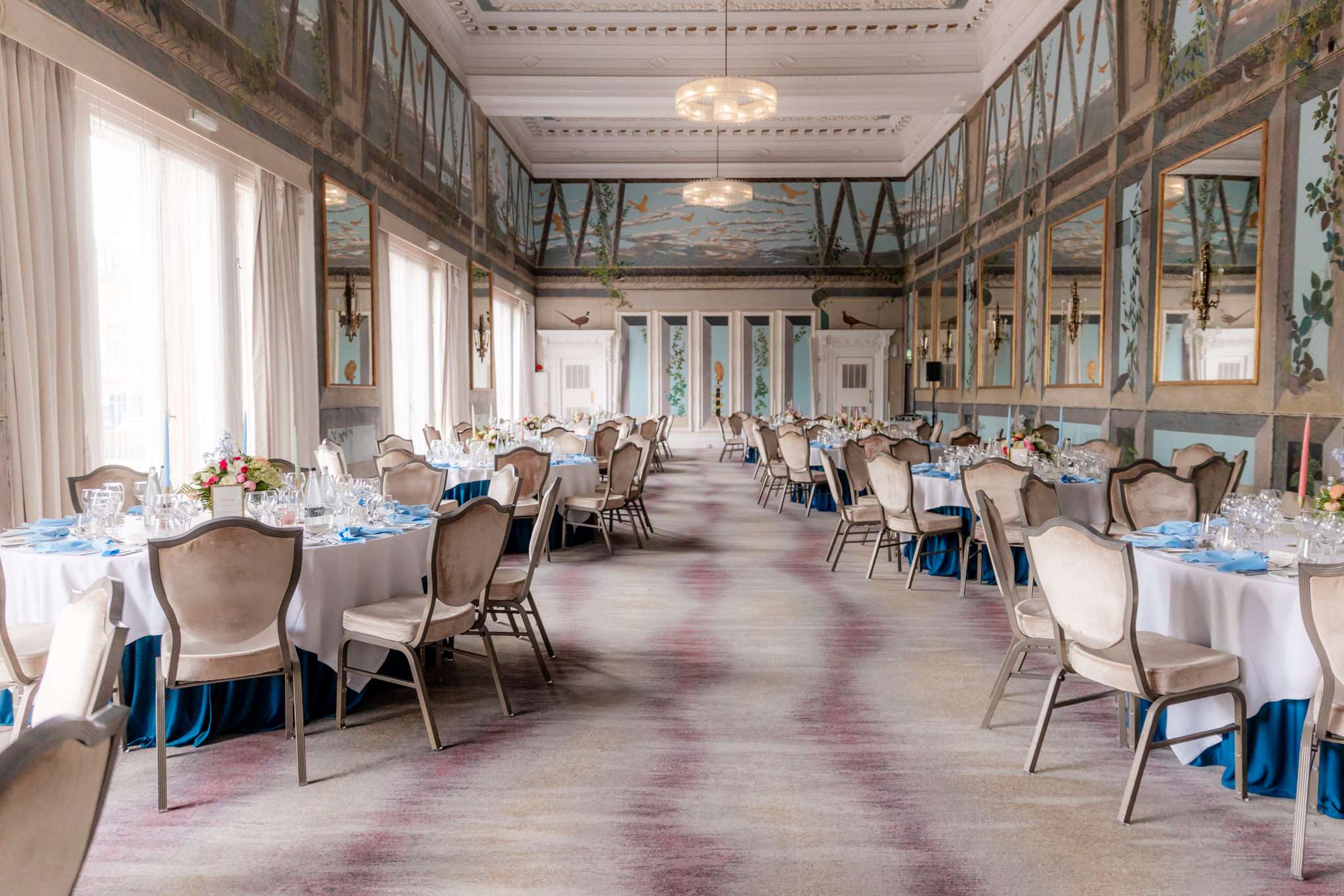 Caledonian Waldorf Astoria Hotel set for a wedding in the Castle Suite