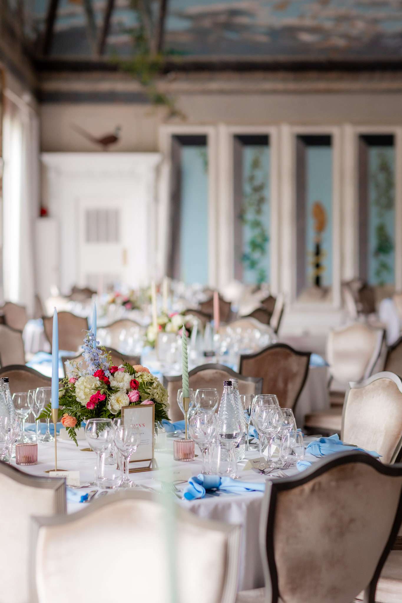 Caledonian Waldorf Astoria Hotel set for a wedding in the Castle Suite