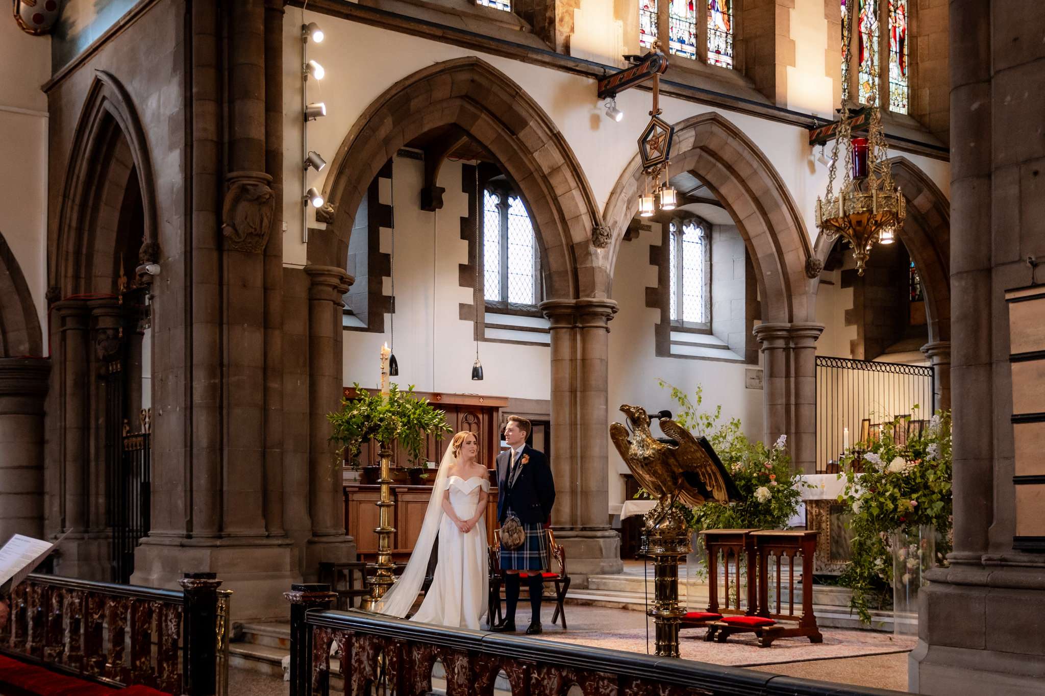 bride and groom during wedding ceremony at  St Mary's Cathedral Edinburgh 