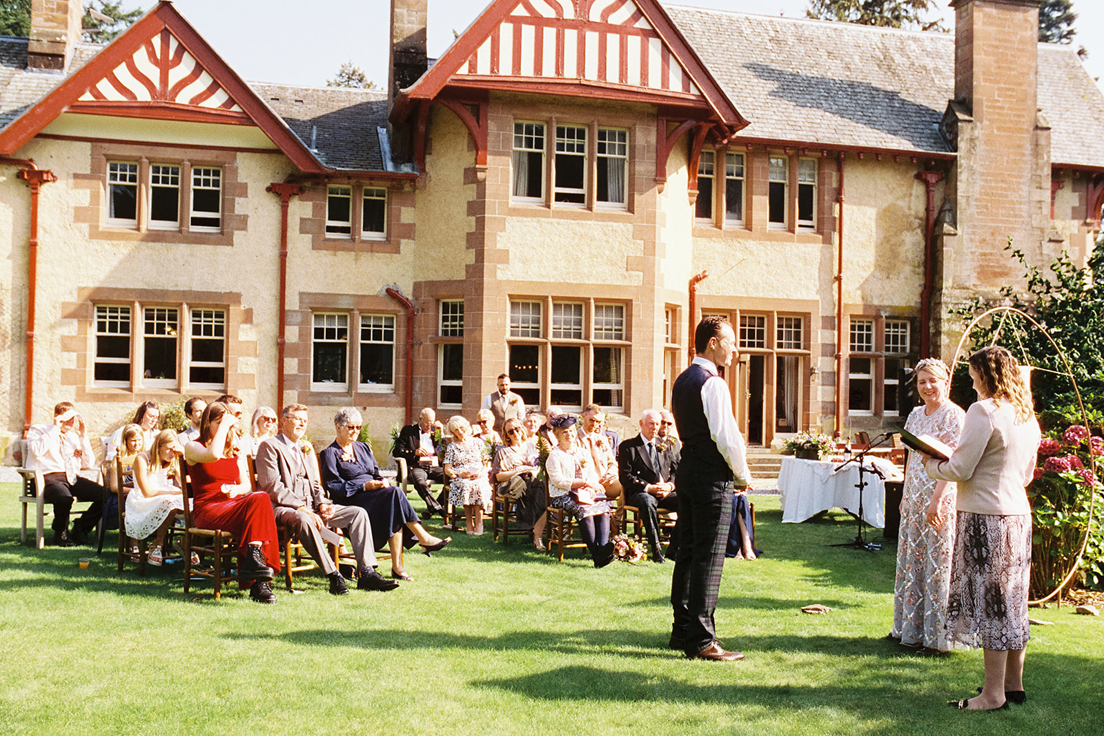 film photography of a wedding ceremony at Dungarthill House, Dunkeld
