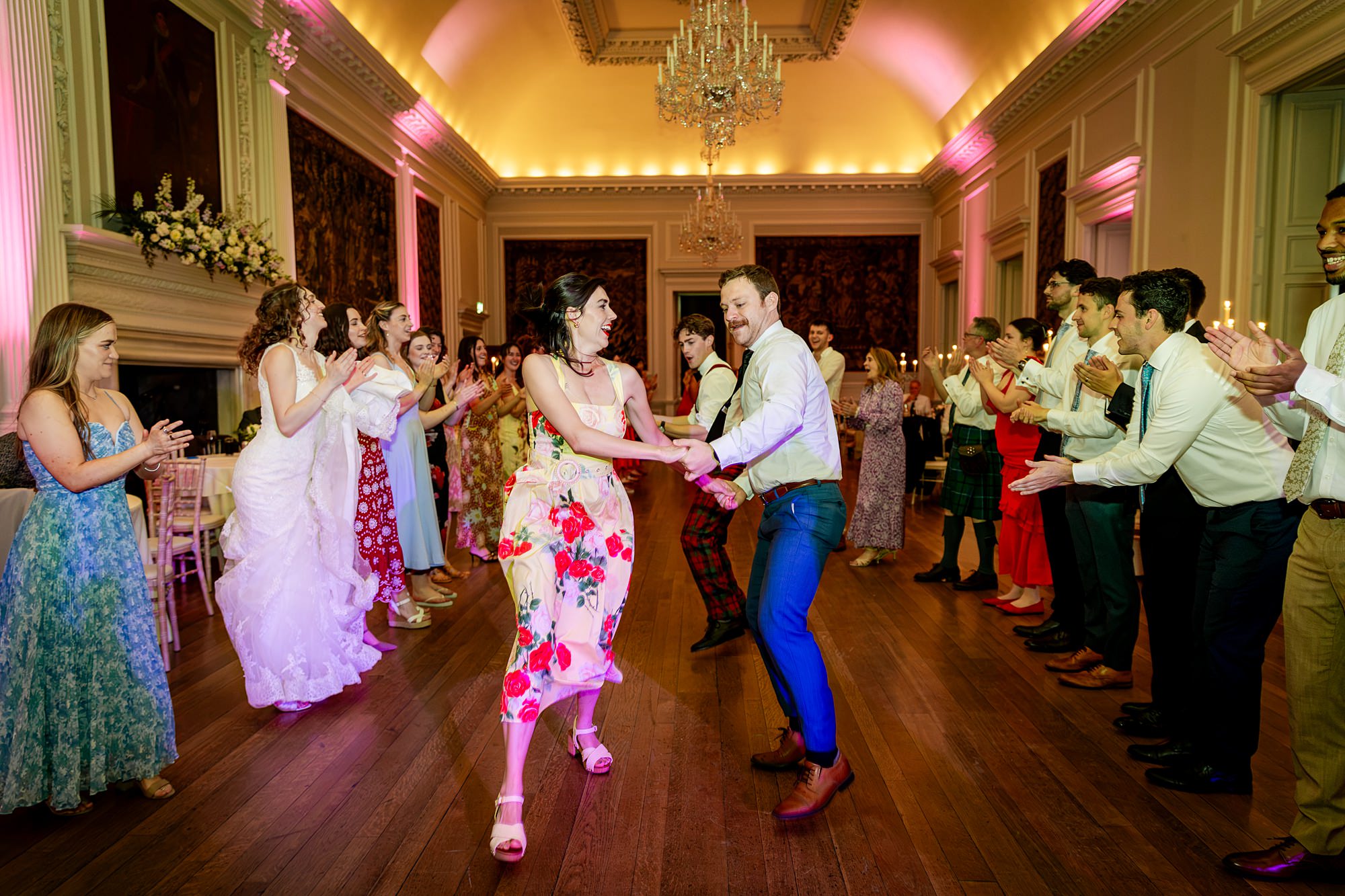 guests ceilidh dancing at Hopetoun House wedding